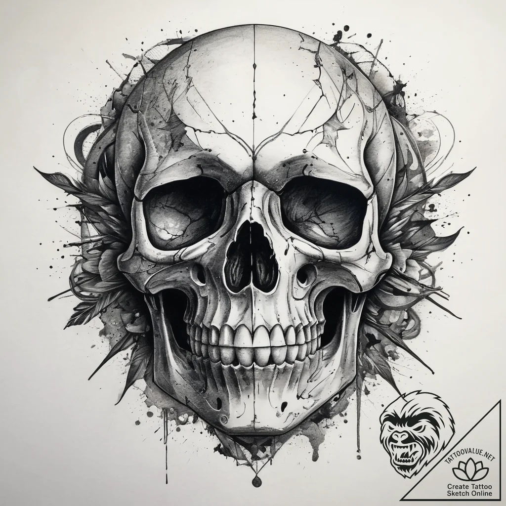 Tattoo sketch абстрактный череп, concept art... - tattoo sketch (№1757694991_0, 12.09.2025 16:36) — tattoovalue.net