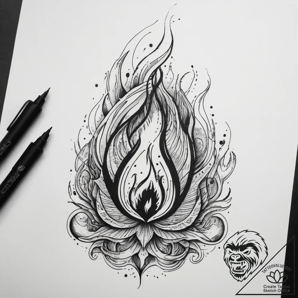 Tattoo sketch fire flame, artistic tattoo ske... - tattoo sketch (№1757695379_0, 12.09.2025 16:42) — tattoovalue.net