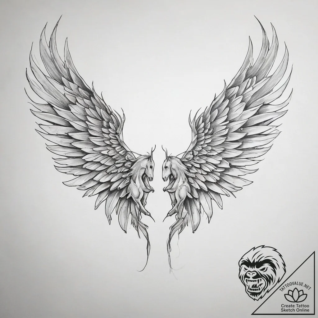 Tattoo sketch pegasus wings - tattoo sketch (№1757695574_0, 12.09.2025 16:46) — tattoovalue.net