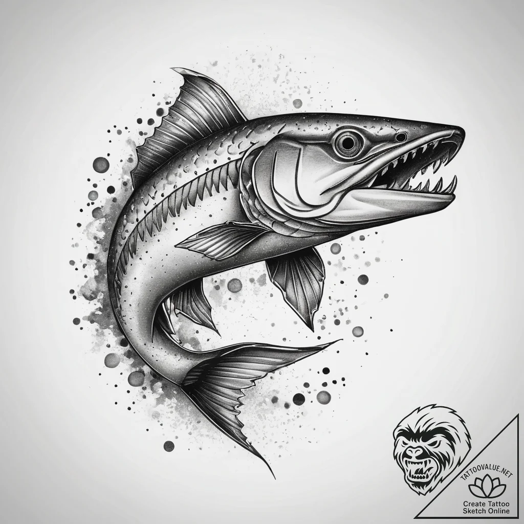 Tattoo sketch barracuda, tattoo drawing outli... - tattoo sketch (№1757696551_0, 12.09.2025 17:02) — tattoovalue.net