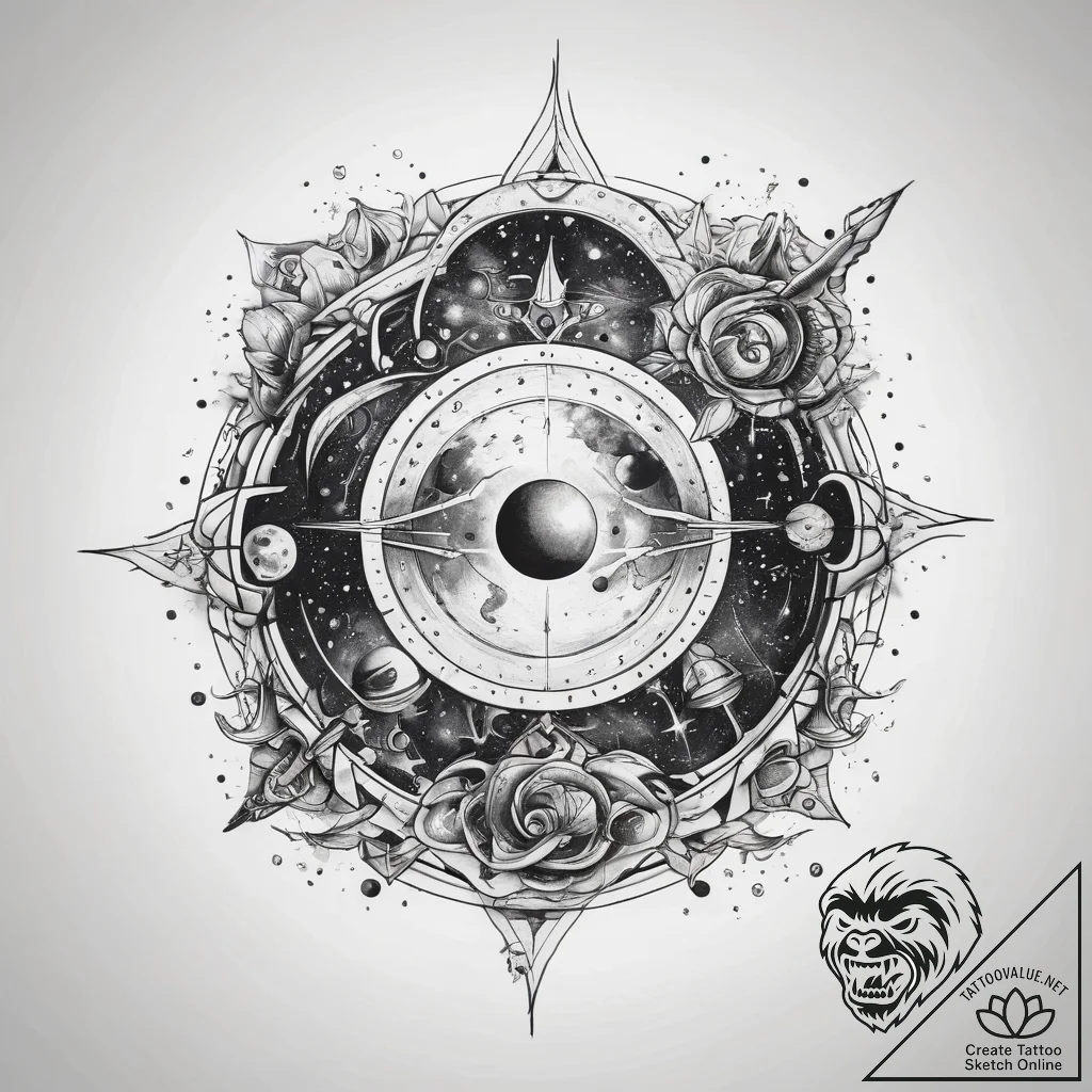 Tattoo sketch cosmic space - tattoo sketch (№1757696941_0, 12.09.2025 17:09) — tattoovalue.net