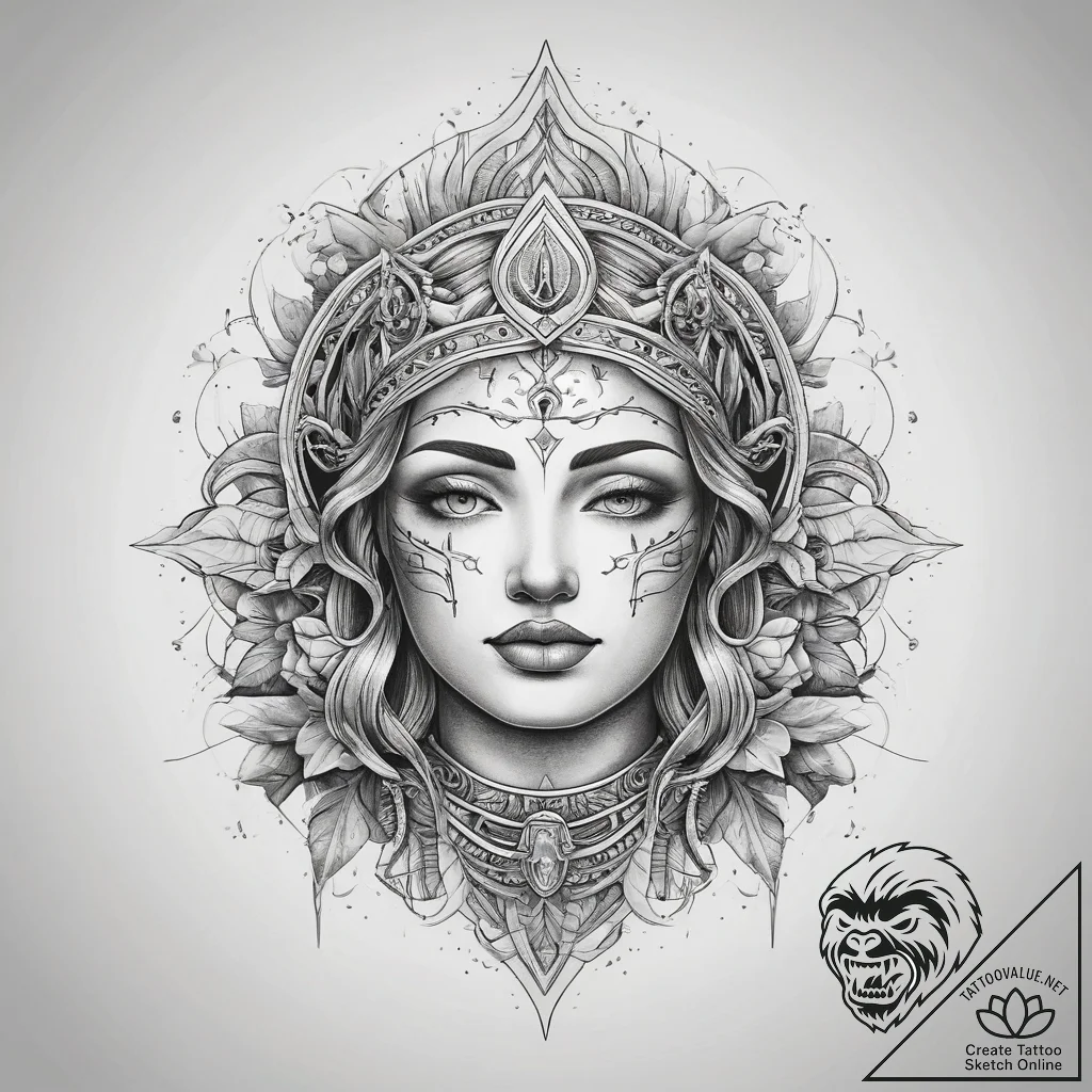 Tattoo sketch sacred representation, tattoo d... - tattoo sketch (№1757697917_0, 12.09.2025 17:25) — tattoovalue.net