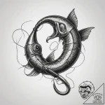 Tattoo sketch fishing a hook with a worm, con… – tattoo sketch (№1757698312_0, 12.09.2025 17:31) — tattoovalue.net