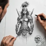 Tattoo sketch hands with a warrior – tattoo sketch (№1757699684_0, 12.09.2025 17:54) — tattoovalue.net