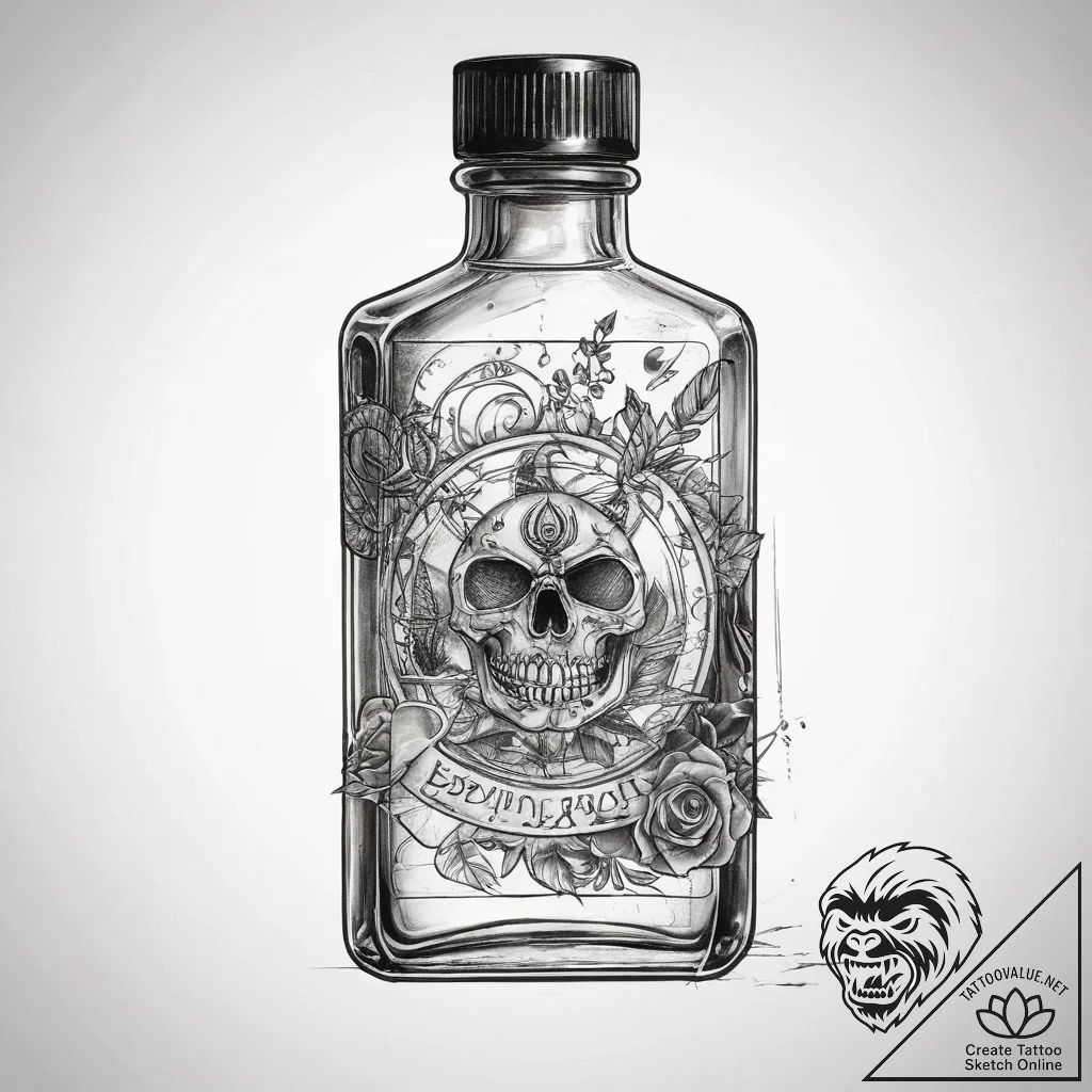 Tattoo sketch nail polish bottle, artistic ta... - tattoo sketch (№1757700663_0, 12.09.2025 18:11) — tattoovalue.net