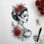 Tattoo sketch ball gown with a quote, tattoo… – tattoo sketch (№1757701839_0, 12.09.2025 18:30) — tattoovalue.net