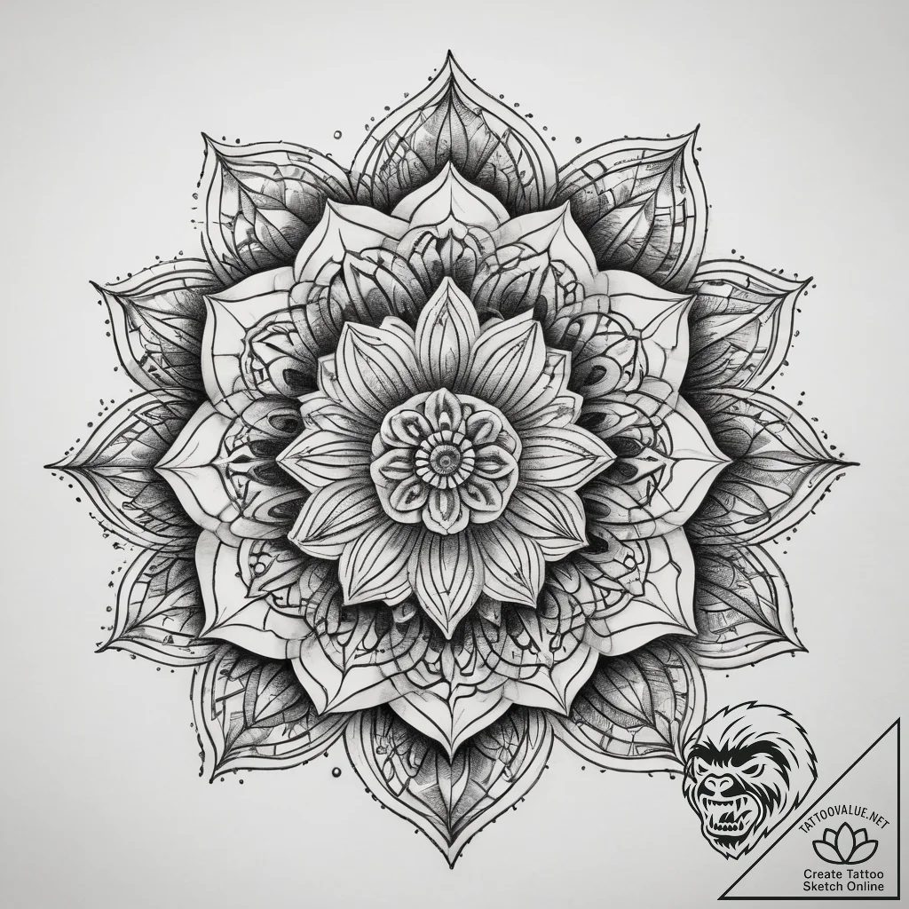 Tattoo sketch marigold flower, artistic tatto... - tattoo sketch (№1757702038_0, 12.09.2025 18:33) — tattoovalue.net