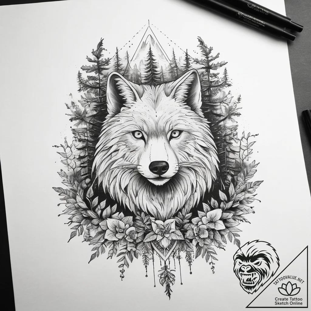 Tattoo sketch forest, tattoo flash sheet desi... - tattoo sketch (№1757702825_0, 12.09.2025 18:47) — tattoovalue.net