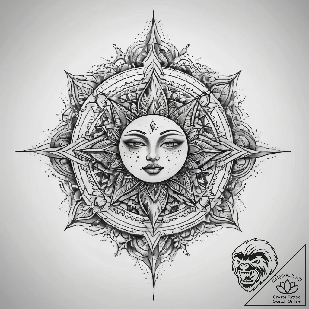 Tattoo sketch cosmic existence, concept art f... - tattoo sketch (№1757705191_0, 12.09.2025 19:26) — tattoovalue.net
