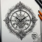 Tattoo sketch broken clock, concept art for t… – tattoo sketch (№1757705986_0, 12.09.2025 19:39) — tattoovalue.net