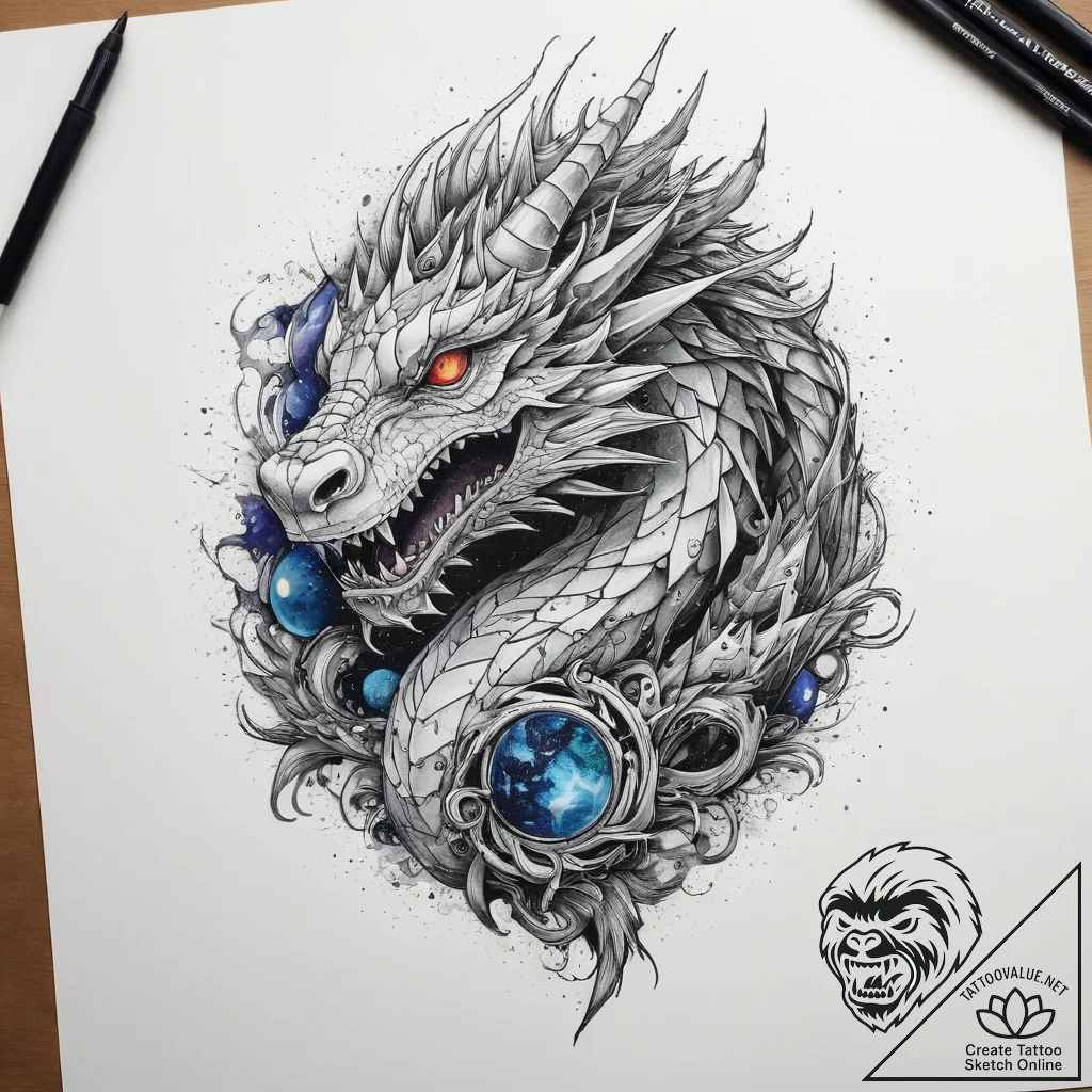 Tattoo sketch earth dragon stone, tattoo sket... - tattoo sketch (№1757706962_0, 12.09.2025 19:56) — tattoovalue.net
