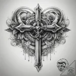 Tattoo sketch key with a heart, concept art f… – tattoo sketch (№1757707751_0, 12.09.2025 20:09) — tattoovalue.net