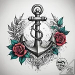 Tattoo sketch anchor and a rose, tattoo sketc… – tattoo sketch (№1757708344_0, 12.09.2025 20:19) — tattoovalue.net