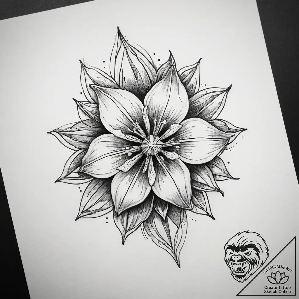 Tattoo sketch columbine, tattoo sketch design... - tattoo sketch (№1757708550_0, 12.09.2025 20:22) — tattoovalue.net
