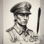 Tattoo sketch soldier with a document, tattoo… – tattoo sketch (№1757709142_0, 12.09.2025 20:32) — tattoovalue.net