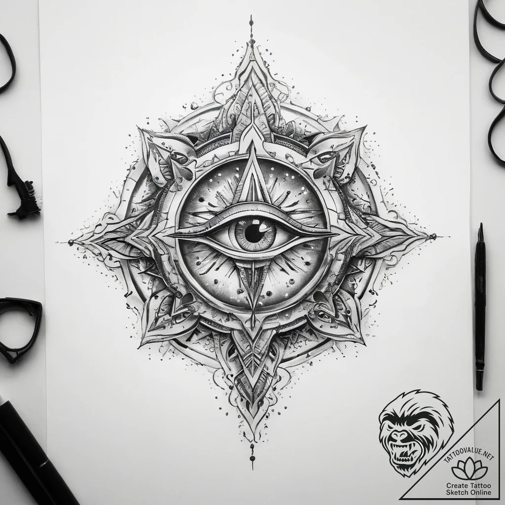 Tattoo sketch cosmic fount - tattoo sketch (№1757709337_0, 12.09.2025 20:35) — tattoovalue.net