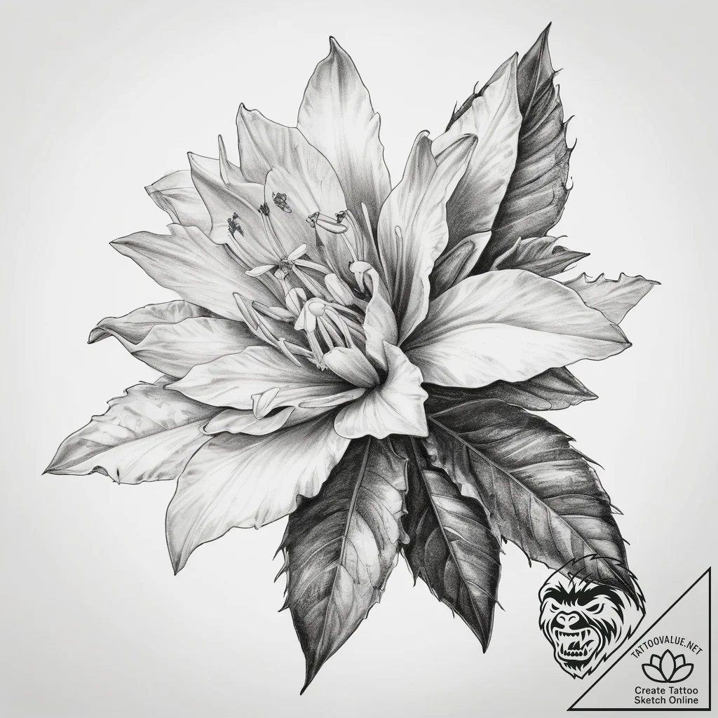 Tattoo sketch christmas cactus flower - tattoo sketch (№1757709529_0, 12.09.2025 20:38) — tattoovalue.net