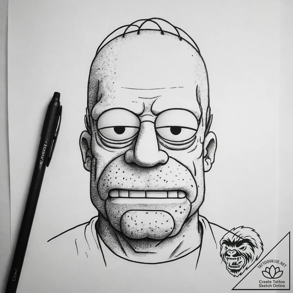 Tattoo sketch the simpsons homer simpson, art... - tattoo sketch (№1757709917_0, 12.09.2025 20:45) — tattoovalue.net