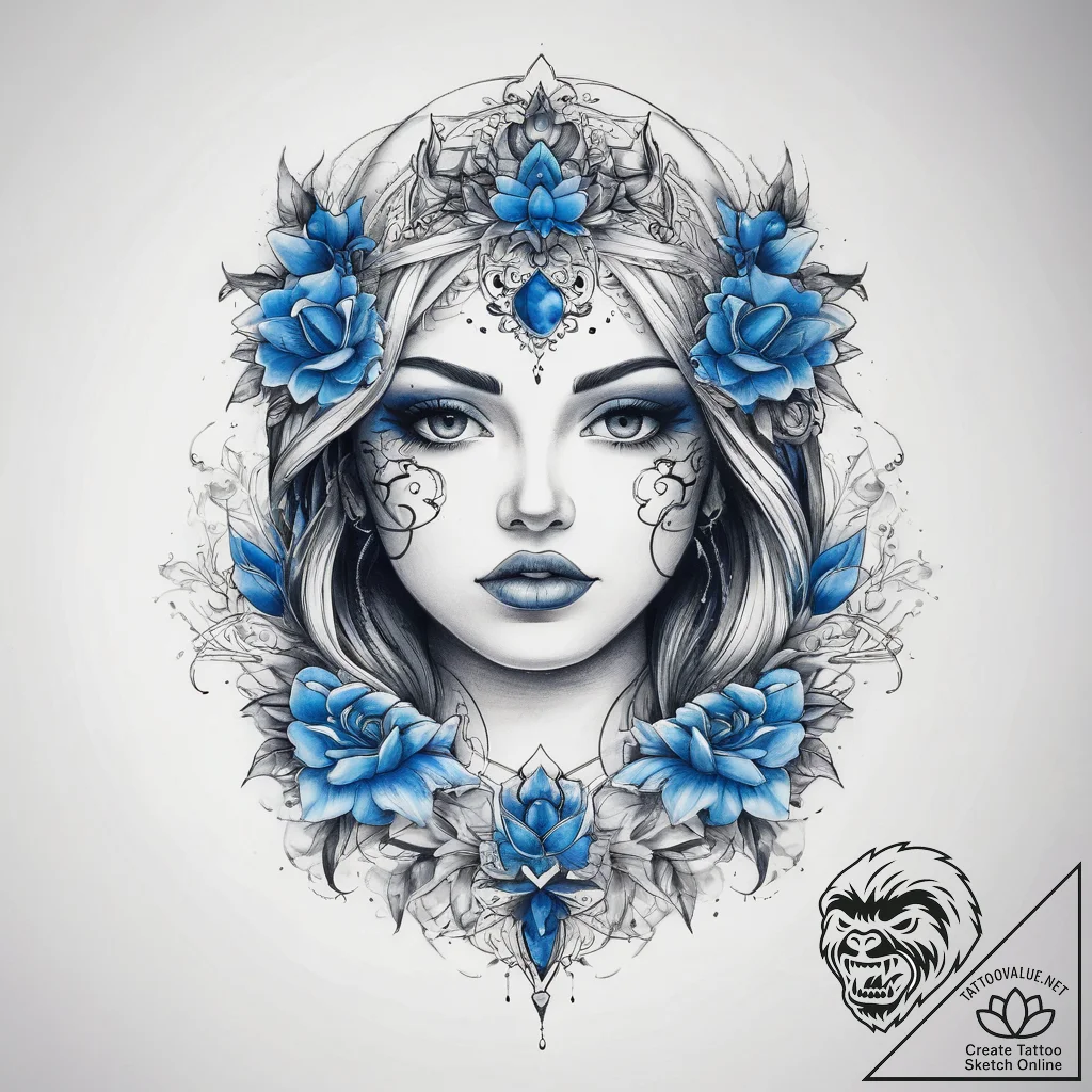 Tattoo sketch blue - tattoo sketch (№1757711296_0, 12.09.2025 21:08) — tattoovalue.net