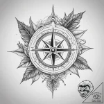 Tattoo sketch compass with a plant, artistic… – tattoo sketch (№1757712874_0, 12.09.2025 21:34) — tattoovalue.net