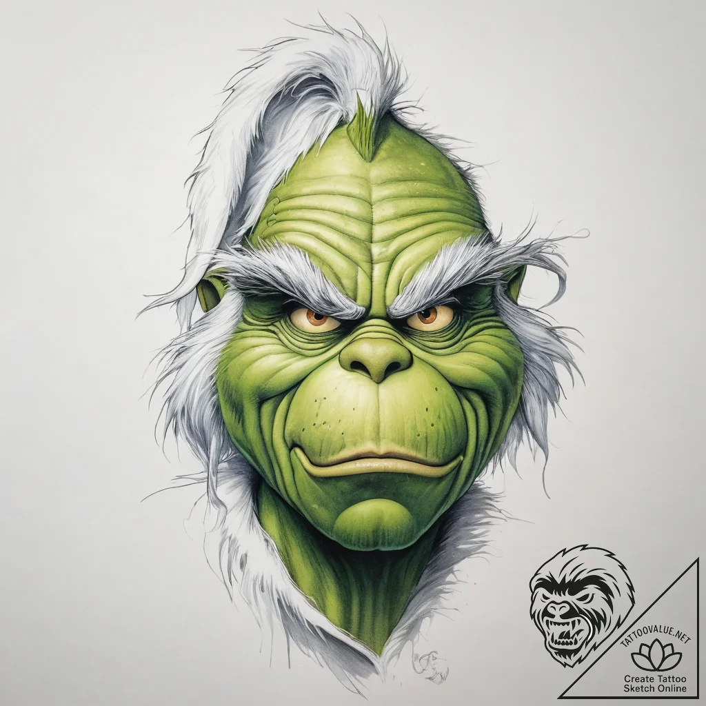 Tattoo sketch the grinch with a tail - tattoo sketch (№1757713468_0, 12.09.2025 21:44) — tattoovalue.net