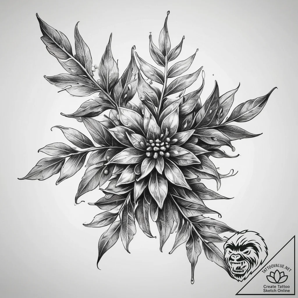 Tattoo sketch mistletoe, ink illustration for... - tattoo sketch (№1757713667_0, 12.09.2025 21:47) — tattoovalue.net