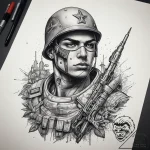 Tattoo sketch soldier with a needle, tattoo l… – tattoo sketch (№1757714058_0, 12.09.2025 21:54) — tattoovalue.net