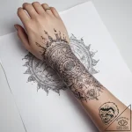 Tattoo sketch hands with a scroll – tattoo sketch (№1757716630_0, 12.09.2025 22:37) — tattoovalue.net