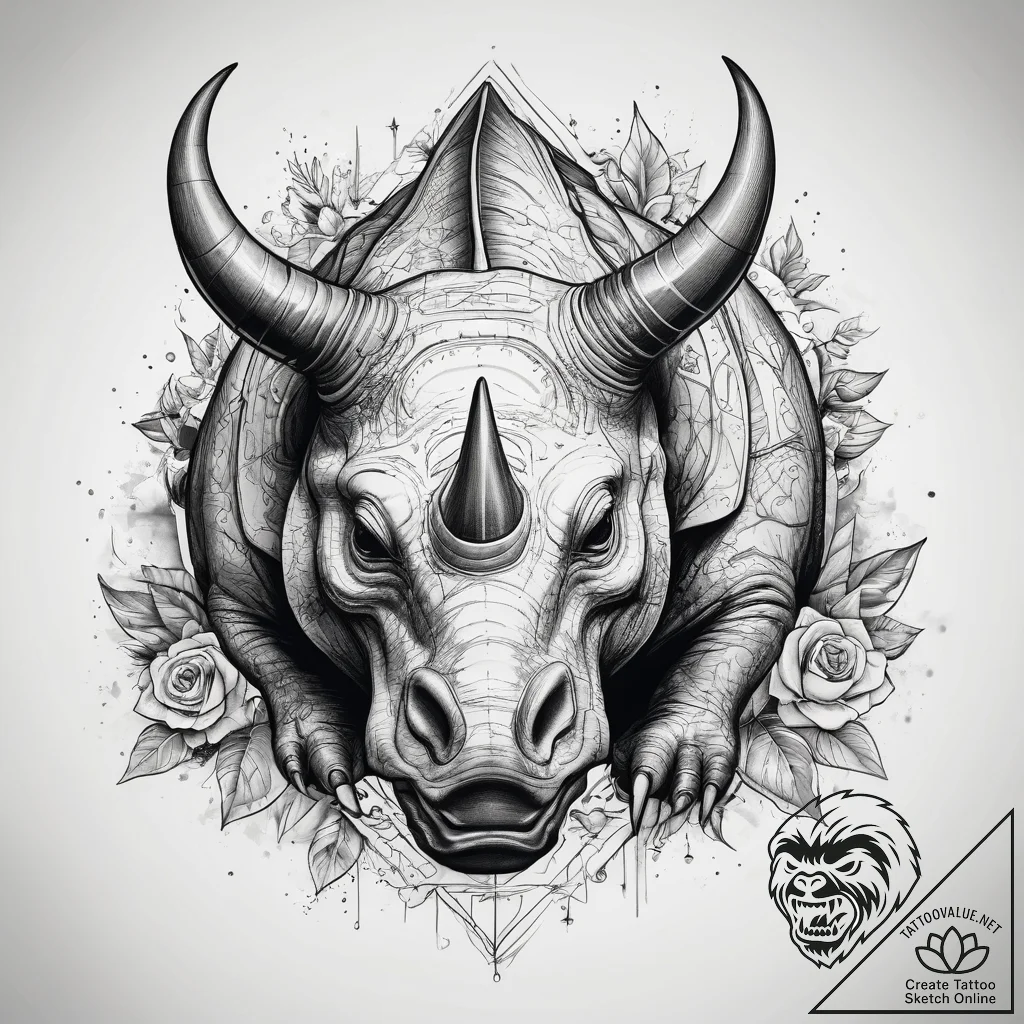 Tattoo sketch triceratops, ink illustration f... - tattoo sketch (№1757717803_0, 12.09.2025 22:56) — tattoovalue.net