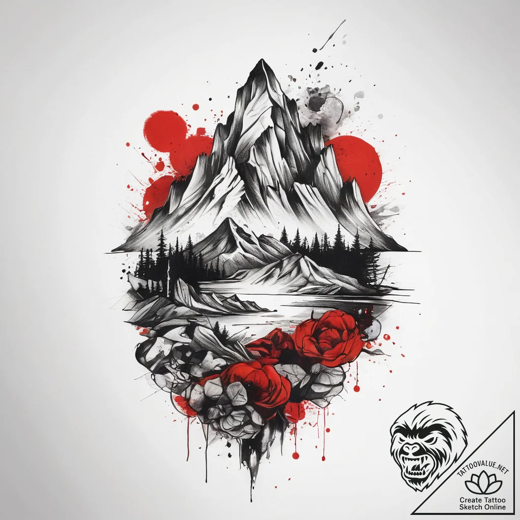 Tattoo sketch mountain, tattoo sketch design,... - tattoo sketch (№1757718973_0, 12.09.2025 23:16) — tattoovalue.net