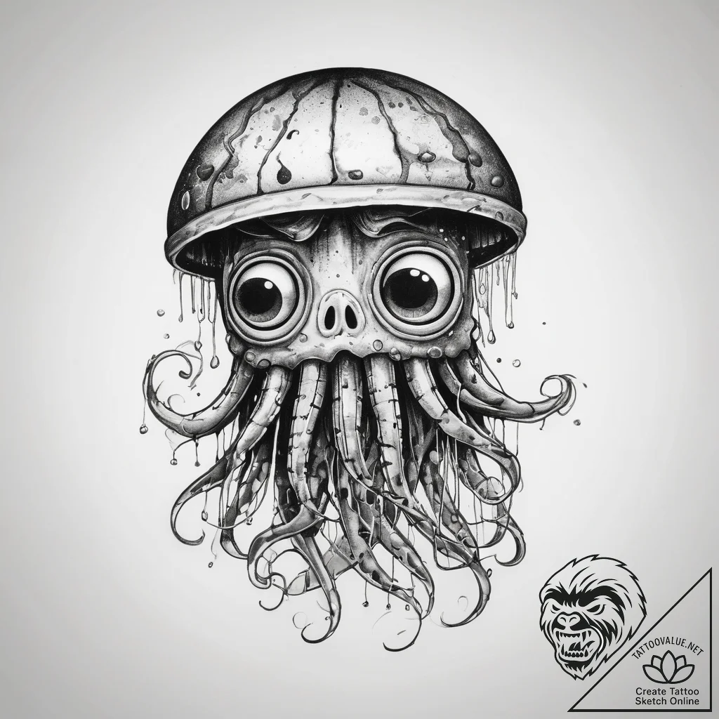 Tattoo sketch spongebob squarepants jellyfish... - tattoo sketch (№1757719560_0, 12.09.2025 23:26) — tattoovalue.net