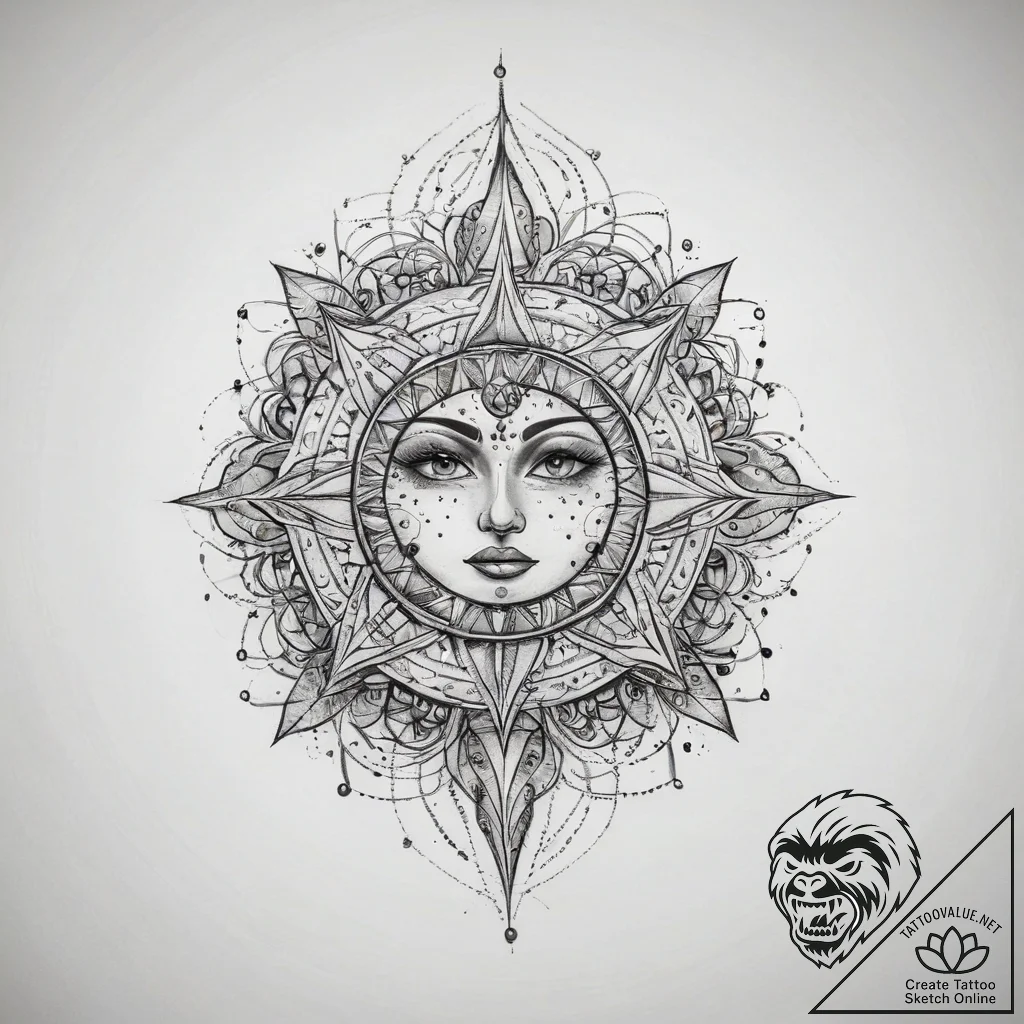 Tattoo sketch cosmic story, artistic tattoo s... - tattoo sketch (№1757719948_0, 12.09.2025 23:32) — tattoovalue.net