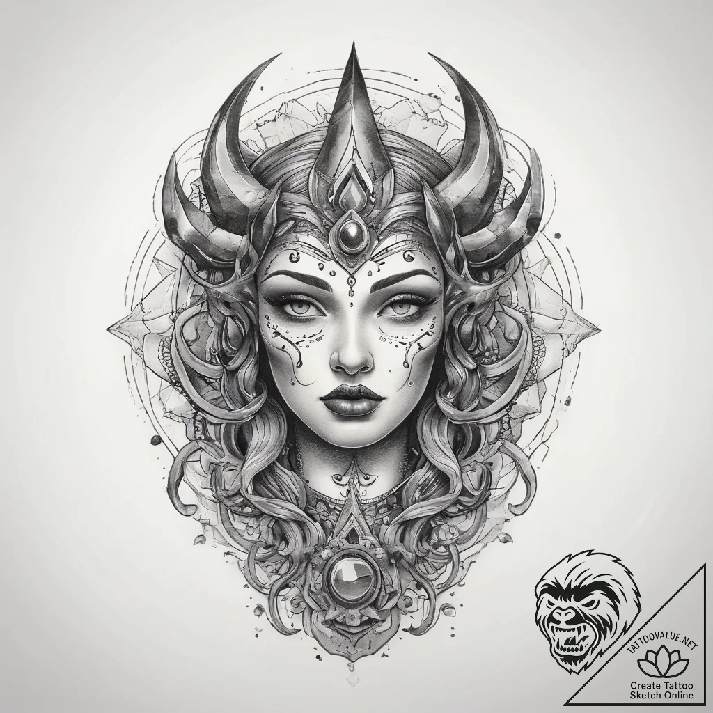 Tattoo sketch cosmic being, tattoo line art,... - tattoo sketch (№1757721342_0, 12.09.2025 23:55) — tattoovalue.net
