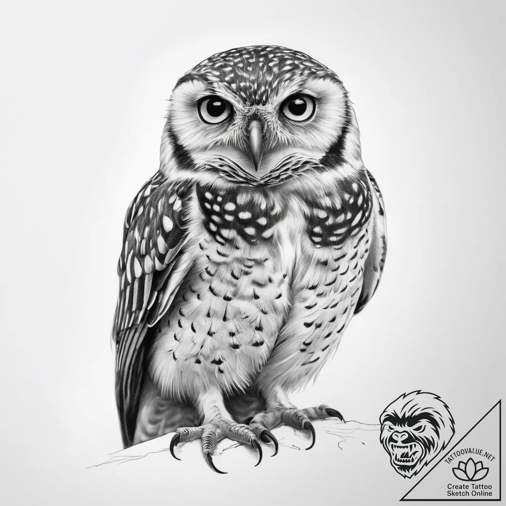 Tattoo sketch burrowing owl - tattoo sketch (№1757721940_0, 13.09.2025 00:05) — tattoovalue.net