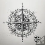 Tattoo sketch compass rose north, ink illustr… – tattoo sketch (№1757722542_0, 13.09.2025 00:15) — tattoovalue.net