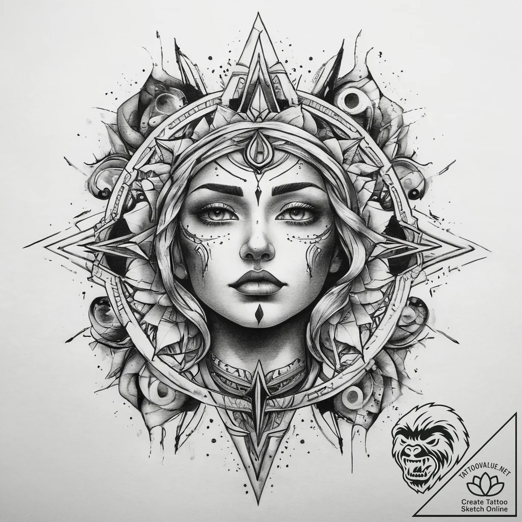 Tattoo sketch cosmic spirit, tattoo flash she... - tattoo sketch (№1757722738_0, 13.09.2025 00:18) — tattoovalue.net