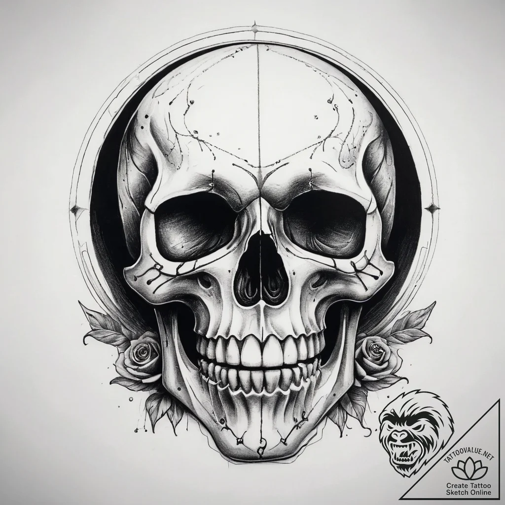 Tattoo sketch череп с черной дырой, ink illus... - tattoo sketch (№1757722933_0, 13.09.2025 00:22) — tattoovalue.net