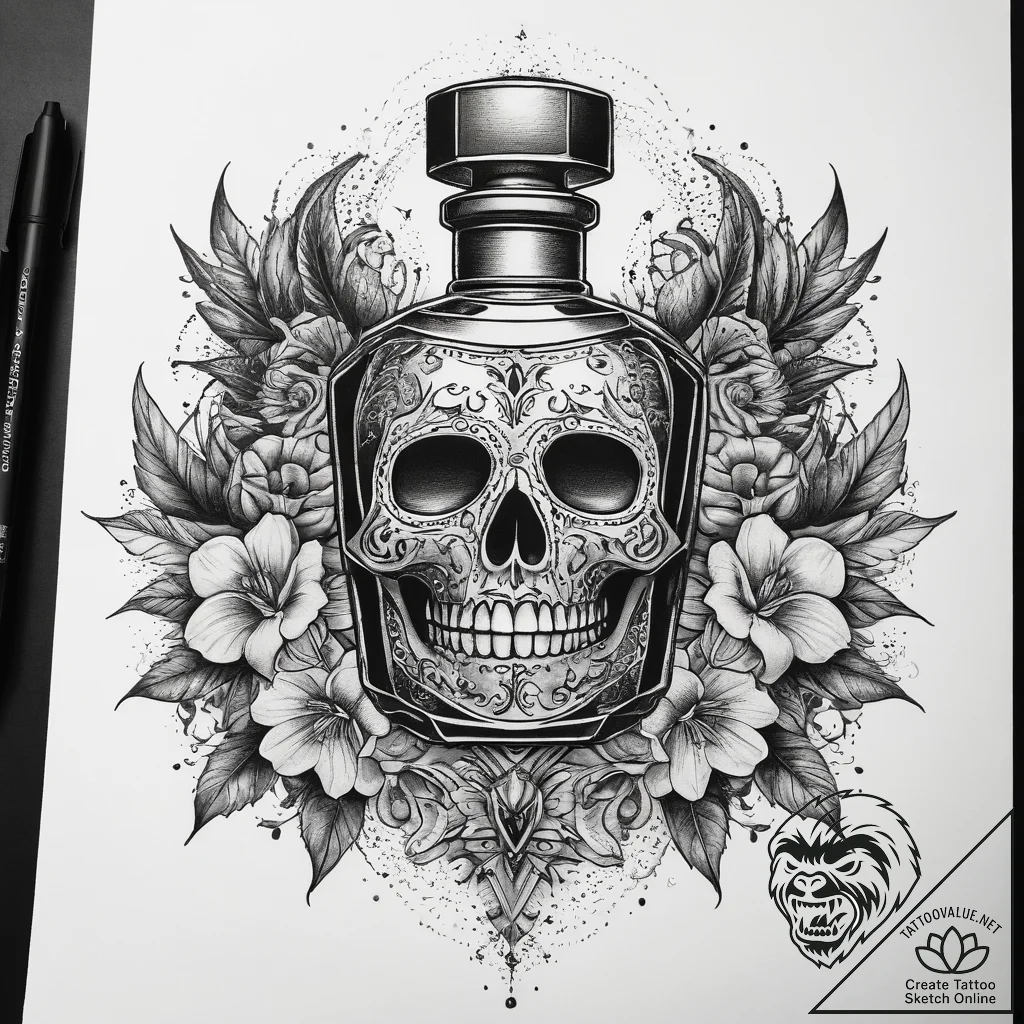 Tattoo sketch perfume tattoo, tattoo drawing... - tattoo sketch (№1757723546_0, 13.09.2025 00:32) — tattoovalue.net