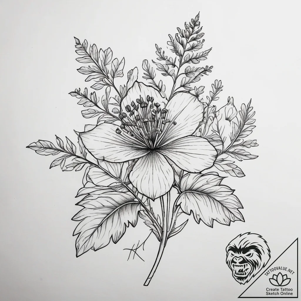 Tattoo sketch cilantro flower, artistic tatto... - tattoo sketch (№1757724744_0, 13.09.2025 00:52) — tattoovalue.net