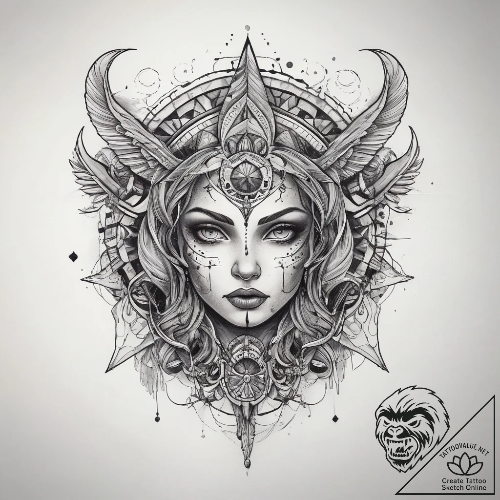 Tattoo sketch cosmic entity, tattoo line art,... - tattoo sketch (№1757725345_0, 13.09.2025 01:02) — tattoovalue.net