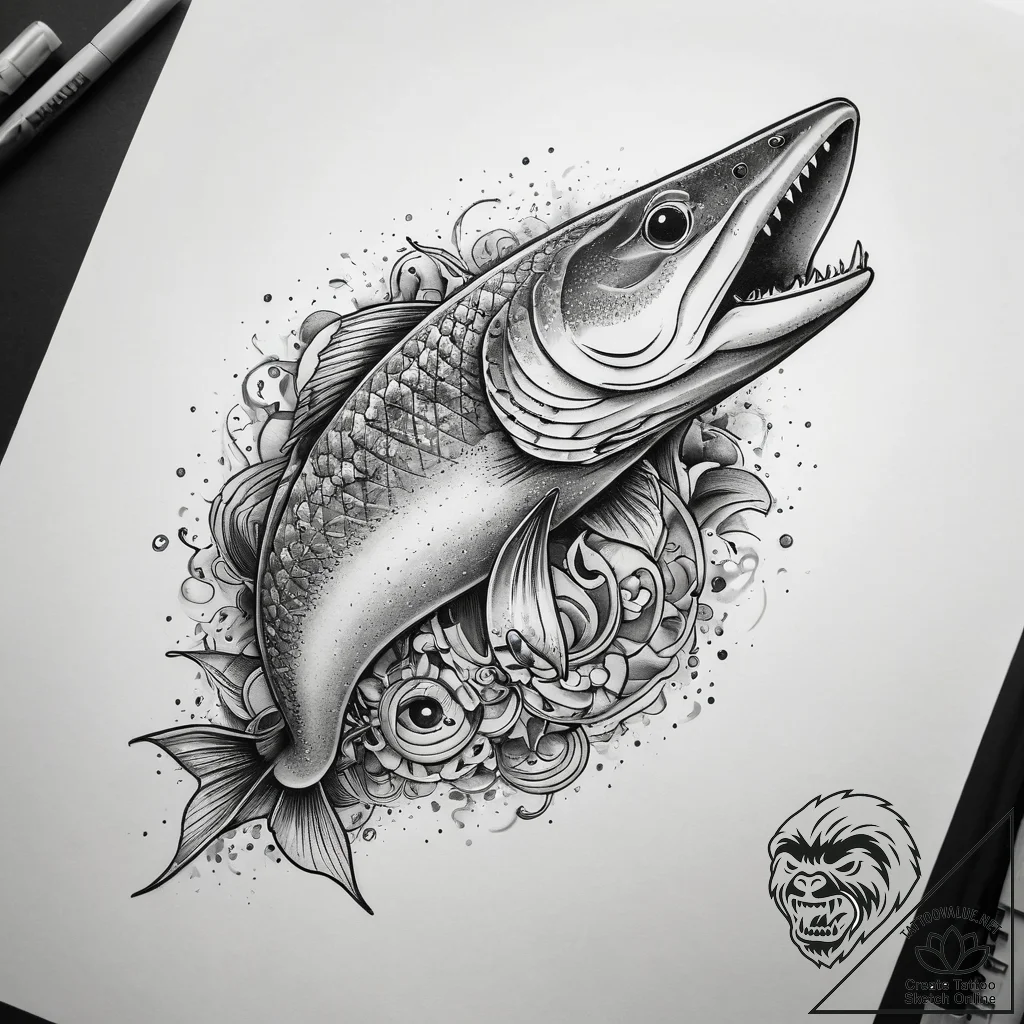Tattoo sketch muskie, tattoo flash sheet desi... - tattoo sketch (№1757727728_0, 13.09.2025 01:42) — tattoovalue.net