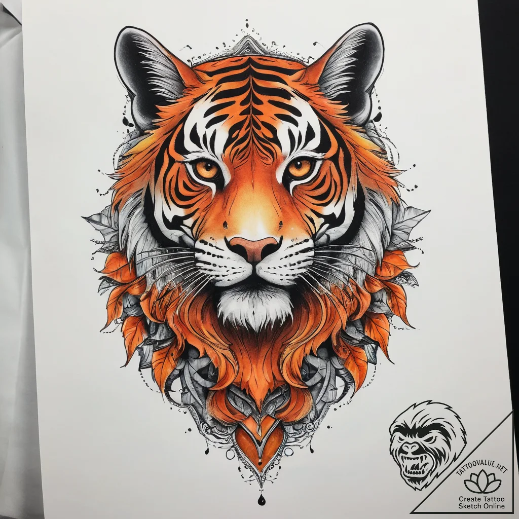 Tattoo sketch orange, concept art for tattoo,... - tattoo sketch (№1757728120_0, 13.09.2025 01:48) — tattoovalue.net