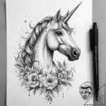 Tattoo sketch unicorn tattoo – tattoo sketch (№1757728523_0, 13.09.2025 01:55) — tattoovalue.net