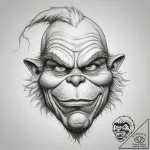 Tattoo sketch the grinch with a nose, concept… – tattoo sketch (№1757729108_0, 13.09.2025 02:05) — tattoovalue.net