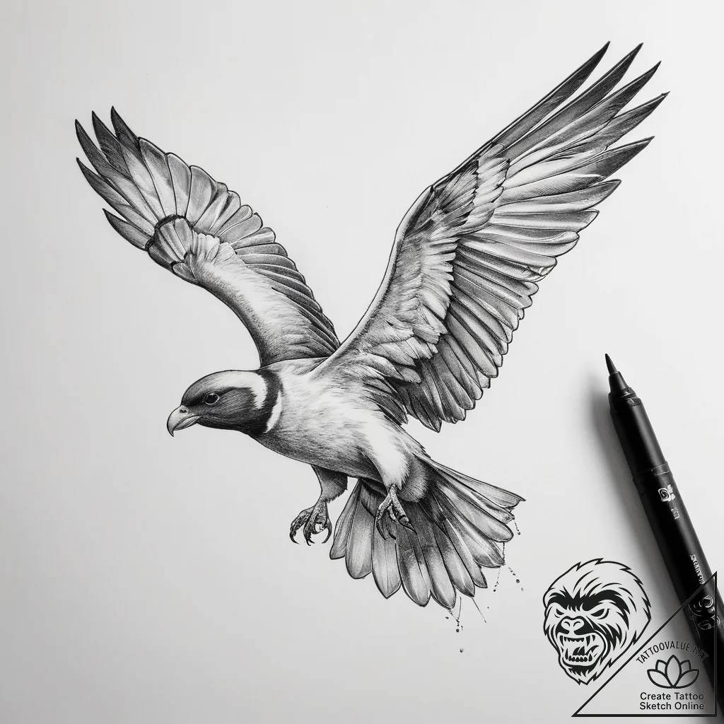 Tattoo sketch petrel - tattoo sketch (№1757729305_0, 13.09.2025 02:08) — tattoovalue.net