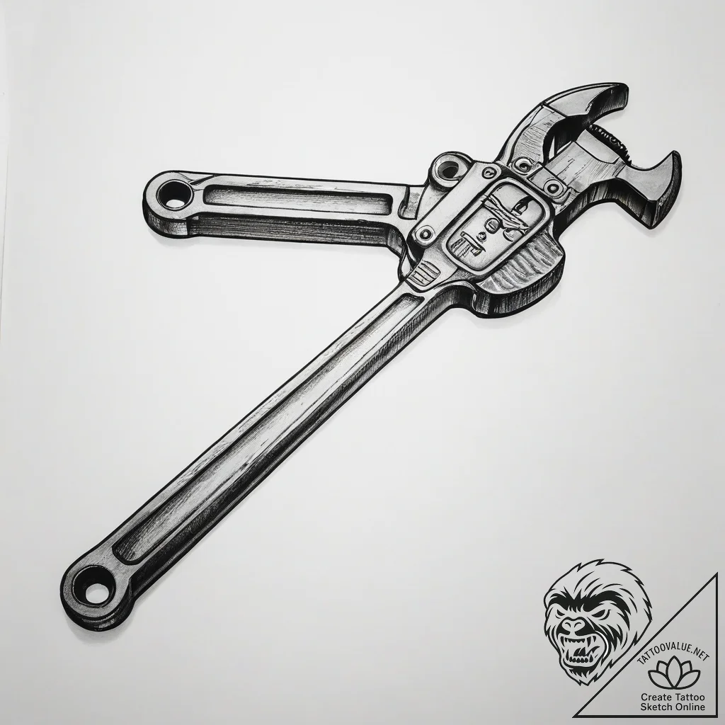 Tattoo sketch plumber pipe wrench - tattoo sketch (№1757729499_0, 13.09.2025 02:11) — tattoovalue.net