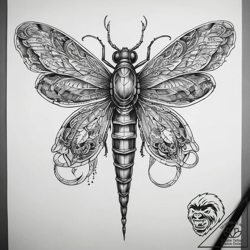 Tattoo sketch snakefly, tattoo flash sheet de... - tattoo sketch (№1757731274_0, 13.09.2025 02:41) — tattoovalue.net