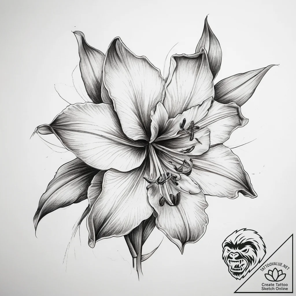 Tattoo sketch amaryllis, tattoo sketch design... - tattoo sketch (№1757731862_0, 13.09.2025 02:51) — tattoovalue.net