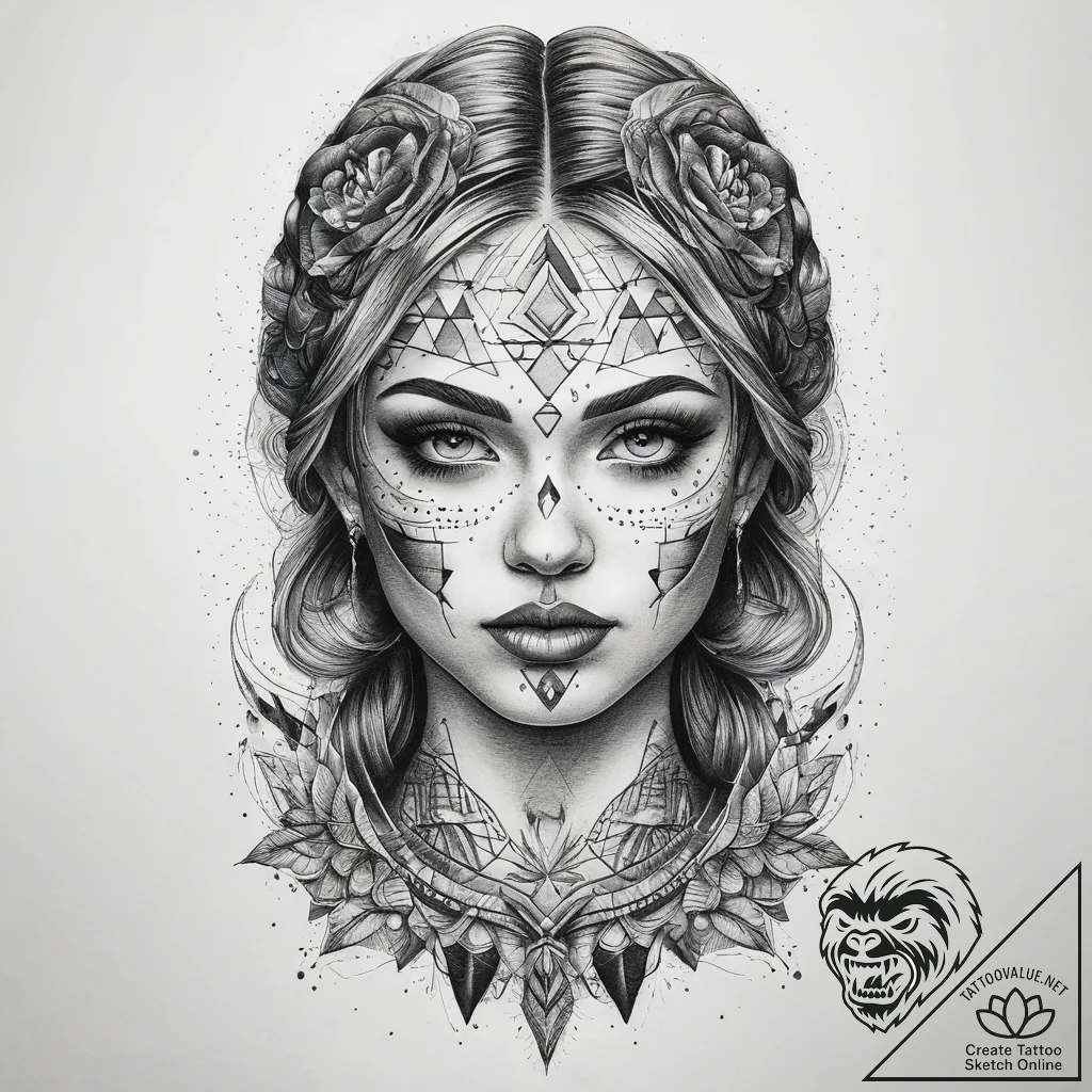Tattoo sketch face, tattoo sketch design, vib... - tattoo sketch (№1757733434_0, 13.09.2025 03:17) — tattoovalue.net