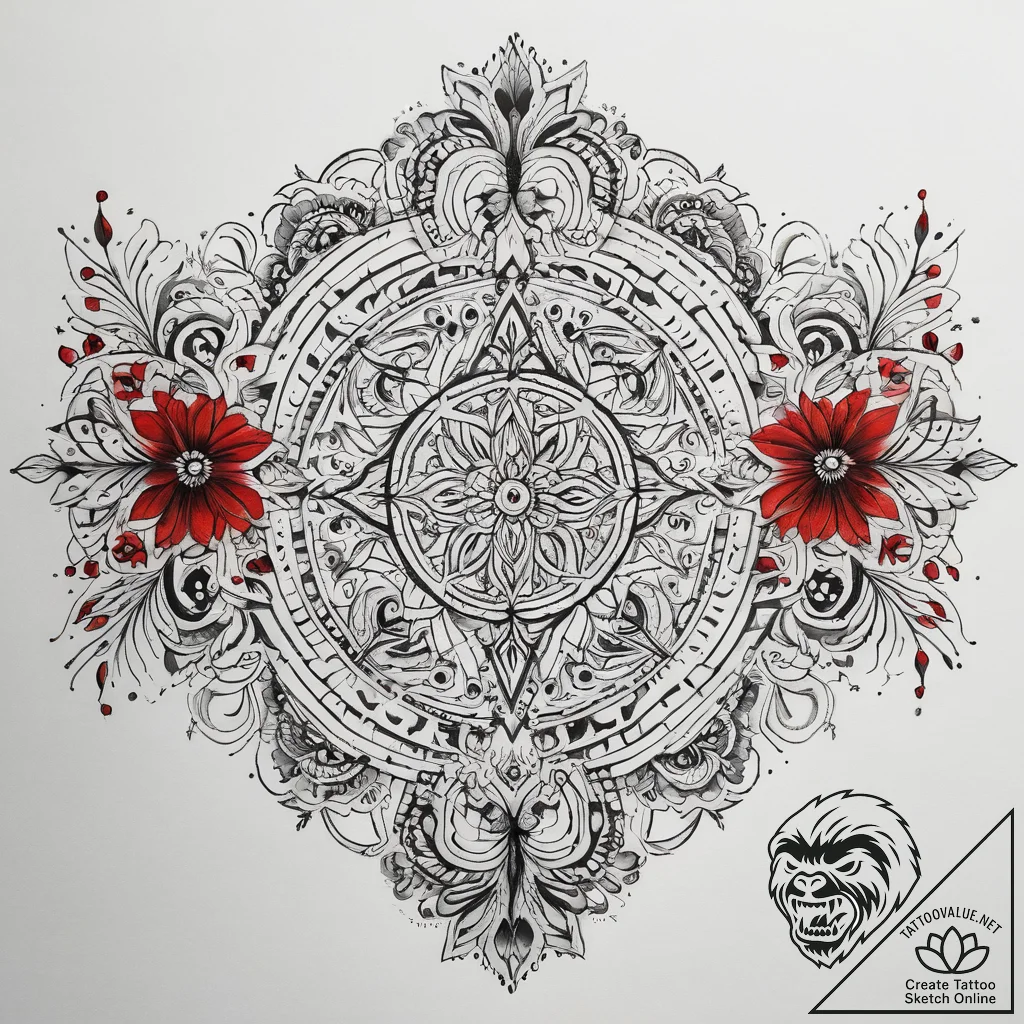 Tattoo sketch slavic embroidery pattern with... - tattoo sketch (№1757733628_0, 13.09.2025 03:20) — tattoovalue.net